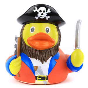 Pato pirata con logotipo personalizado al por mayor, plástico respetuoso con el medio ambiente, agua <span class=keywords><strong>de</strong></span> baño para bebés, juego flotante con sonido <span class=keywords><strong>de</strong></span> <span class=keywords><strong>goma</strong></span>, patito chirriante - Product Image 5