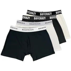 Individuelles Logo klassische solide Farbe bequeme Unterwäsche für Herren Großhandel hochwertige elastische Herrenhosen Boxershorts