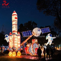 Lanterne personnalisée en forme de fusée, lanterne chinoise en soie pour l'extérieur, lanterne spatiale LED étanche pour les spectacles de parcs à thème