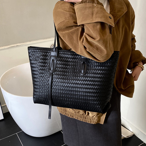 <span class=keywords><strong>Sac</strong></span> fourre-tout grande capacité à texture tissée, <span class=keywords><strong>sac</strong></span> à bandoulière vintage en cuir PU <span class=keywords><strong>pour</strong></span> <span class=keywords><strong>femme</strong></span>, <span class=keywords><strong>pour</strong></span> le travail et le shopping - Product Image 6