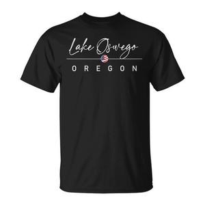 T-shirt Lake Oswego Oregon nera unisex taglia adulto - Product Image 1