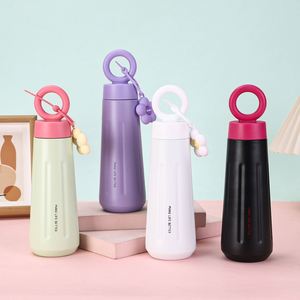 Bouteille d'eau isotherme portable en acier inoxydable de 450 ml pour le sport, avec poignée et affichage de la température, écologique, pour femme - Product Image 1