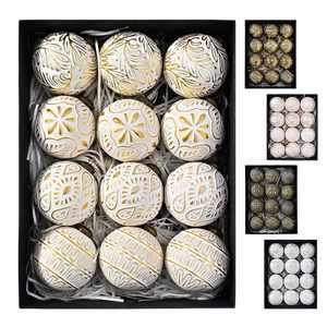 Ensemble de 12 boules de Noël vintage en or gaufré, luxueuses, incassables, réutilisables, décorations suspendues pour l'arbre, pour la maison, intérieur - Product Image 3