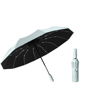 Sombrilla de Sol Plegable de Tres Pliegues para Adultos, con Varillas de Fibra de Vidrio Extra Gruesas y Recubiertas de Negro, Mango de Goma, Protección UV Total, 12 Varillas, Totalmente Automática - Product Image 1