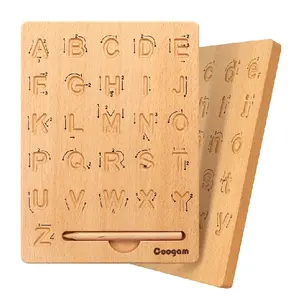 Preschool Learning Montessori Gift Educational Toy Double-Sided Wooden Letters Practicing Alphabet Tracing Board