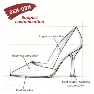 Zapatos de tacón alto de lujo elegantes de piel de ciervo OEM personalizados con punta metálica, lentejuelas, sin plataforma, para mujer, con soporte de arco, transpirables, para fiesta de verano - Product Image 3