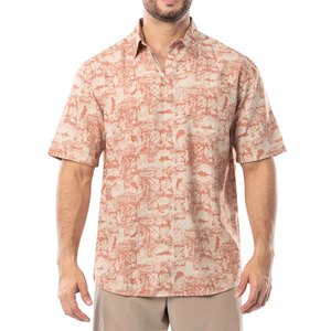 Áo sơ mi câu cá tay ngắn cài nút in thiết kế OEM, chất liệu 93% nylon 97% spandex, có logo - Product Image 2