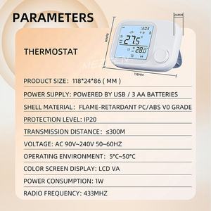 <span class=keywords><strong>Termostato</strong></span> Inteligente Wi-Fi con Control Remoto RF433 para Baño de Hotel y Oficina en Casa - 2 Opciones de Fuente de Alimentación, Diseño Moderno - Product Image 2