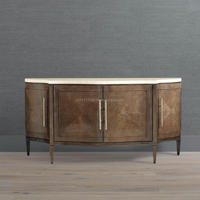 Buffet moderne de luxe haut de gamme à 4 portes, armoire de rangement incurvée couleur champagne, table console pour salon et salle à manger