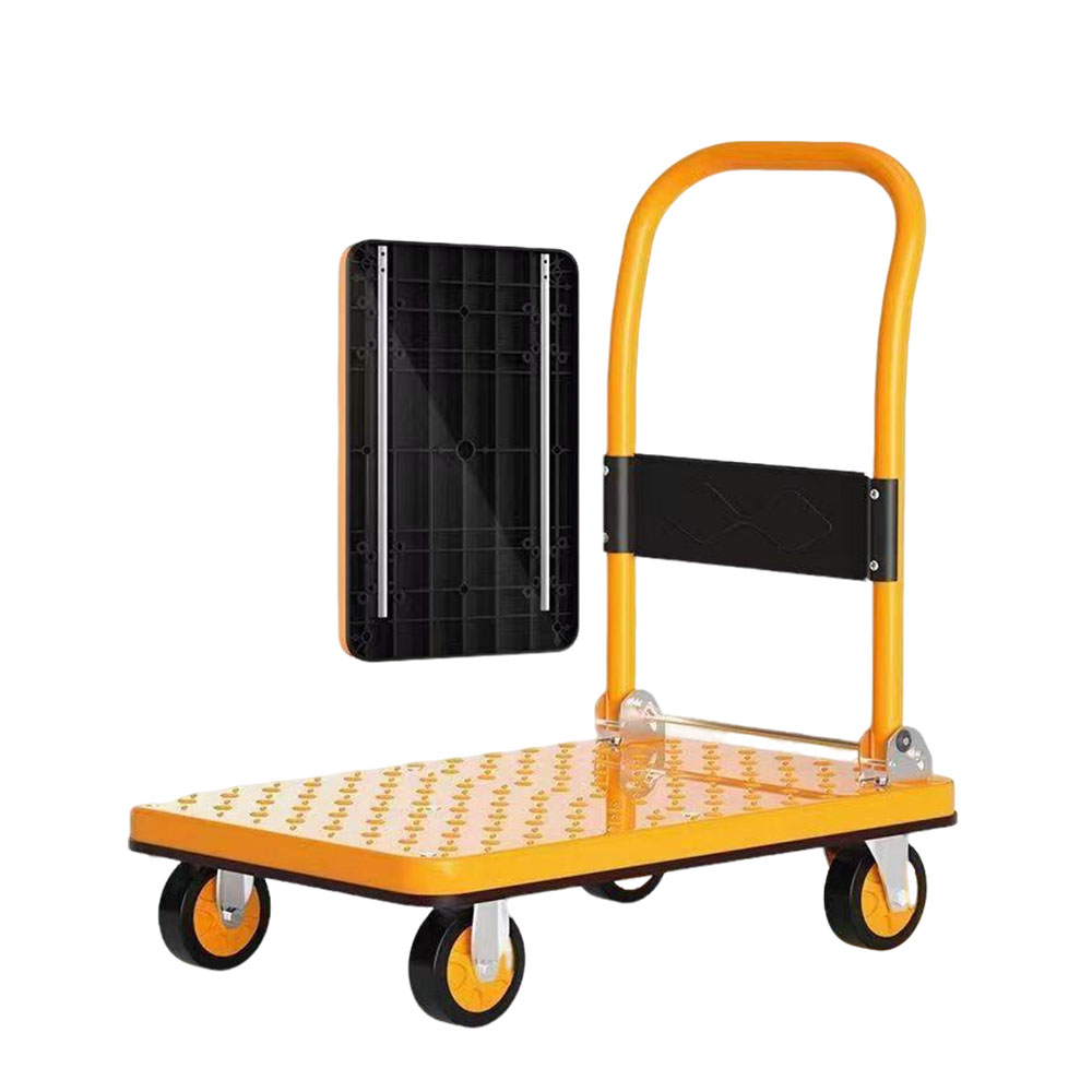 Heavy Duty Iron Four-Wheel Foldable Portable Hand Truck Small Transport Trolley Cart Platform OEM Shopping Tools Luggage Dolly