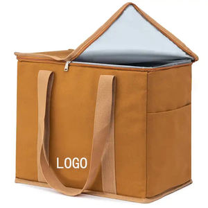 Многоразовый складной сверхбольшой холщовый изолированный мешок с индивидуальным логотипом продуктовый Термоизолированный кулер для доставки еды - Product Image 5