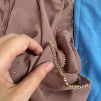 SUNNYBLUE Nouveau Foulard Femme de Haute Qualité en Chiffon Uni avec Strass, Doux pour la Peau, Quatre Saisons, Malaisie Indonésie