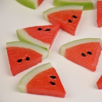 6 pièces faux fruits tranches Faux pastèque tranches nourriture fête décoration photographie fruits accessoires haute Simulation fruits tranche modèle