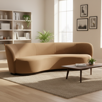 RH COPENHAGEN Ensemble de canapés modernes en arc, revêtement en tissu personnalisable, base en bois massif, causeuse en velours marron, éponge de luxe, pour hôtel