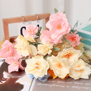 Roses artificielles roses et jaunes en soie, décorations de mariage, arrangements au sol haute simulation - Product Image 2