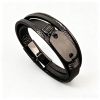 Bracelet multi-couches pour homme avec croix de Jésus, fermoir magnétique, bijou religieux chrétien vintage, cadeau