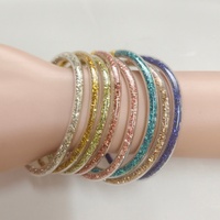 Lot de 5 bracelets empilables en silicone souple scintillant pour femmes, style mode, avec insert pour ongles, cadeau Bouddha