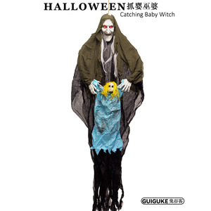 จี้ตกแต่งรูป<span class=keywords><strong>ผี</strong></span>โครงกระดูกแม่มดฮาโลวีนสำหรับตกแต่งบ้าน<span class=keywords><strong>ผี</strong></span>สิงเสาสยองขวัญเรืองแสง - Product Image 5