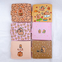 Dompet Kulit Capybara Model Kotak Leher Pendek Motif Cetak Lucu, Lipat, Tempat Kartu, Desain Kancing, Penyimpanan Koin, Laris Manis
