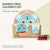 Ensemble de vaisselle pour bébés et enfants, assiettes et bols en fibre de bambou personnalisés avec des dessins animés, assiette et vaisselle pour bébé, sans BPA