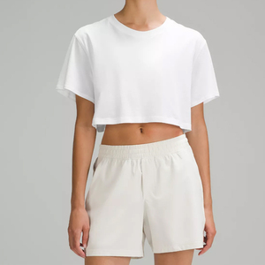 Camiseta de Gran Tamaño para Mujer, de Alta Calidad, Personalizada, con Hombros Caídos, al por Mayor, 100% Algodón, Top Corto de Verano - Product Image 1