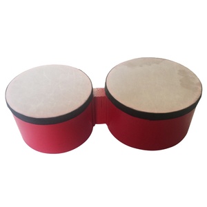 2024 nhạc jingying orff trẻ em trống Bongo, mẫu giáo giáo dục sớm nhạc cụ câu đố Màu Đỏ trống Bongo 6 + 7 inch - Product Image 1