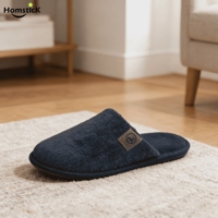 Pantuflas de Interior de Pana para Hombre |   Ligero y Suave |   Detalles Cosidos |   Antideslizante |   Forro de Piel Corta |   Otoño Invierno |