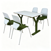 Ensemble de table et chaises de salle à manger en plastique, durable, écologique, design minimaliste, 4 places, facile à nettoyer, couleurs personnalisables, hôpitaux