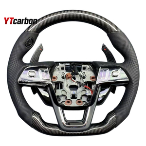 YTcarbon สำหรับ MKX 16+ อะไหล่รถยนต์ อุปกรณ์ตกแต่งภายในรถยนต์ ปรับแต่งสไตล์รถแข่ง พวงมาลัยคาร์บอนไฟเบอร์แท้แบบกำหนดเอง - Product Image 5