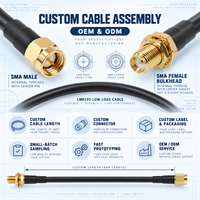 Câble coaxial RF personnalisé UNISIN LMR195 SMA Mâle vers SMA Femelle 50 Ohms à faible perte, câble de raccordement d'antenne Pigtail noir 0-3GHz, OEM d'usine
