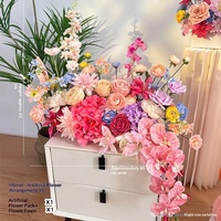 Arrangements de roses et de lys artificiels en soie et en plastique pour mariage, fiançailles, allées et tables de réception