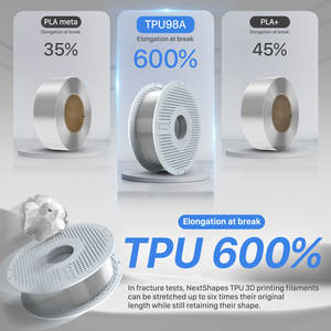 Filament d'imprimante <span class=keywords><strong>3D</strong></span> NextShapes Hs <span class=keywords><strong>Tpu</strong></span> <span class=keywords><strong>3D</strong></span>, flexible, imperméable à l'eau, transparent, 1,75 mm, 1 kg, 98A, filament <span class=keywords><strong>Tpu</strong></span> pour semelle intérieure - Product Image 2