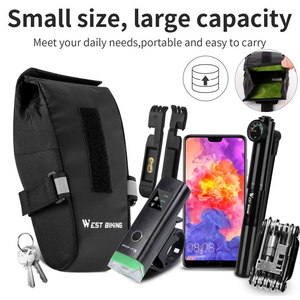 WEST BIKING 1.5L Large Capacity MTB Road Foldable Extendable Bike Saddle Bag Waterproof Taillight Rear Bicycle Saddle Bags - Product Image 3