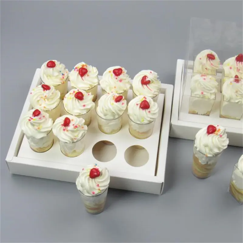 Top Seller Handmade Transparent Bio-Degradable Cake Cupcake Box 6/12/24 Holes Gift Packaging Mini Square Circular Cookie Bread