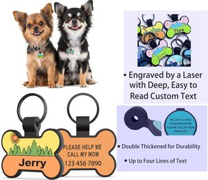 Etiqueta de Identificación para Mascotas de Silicona de Alta Calidad, Etiqueta de Nombre para Perro de Silicona, Etiquetas de Identificación Personalizadas para Mascotas, Forma de Hueso - Product Image 3