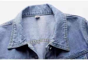 Blousons en jean courts <span class=keywords><strong>grande</strong></span> <span class=keywords><strong>taille</strong></span> pour femmes, style décontracté vintage, à manches <span class=keywords><strong>longues</strong></span>, effet délavé, pour l'automne, manteau bomber en jean, vêtements d'extérieur pour femmes - Product Image 5