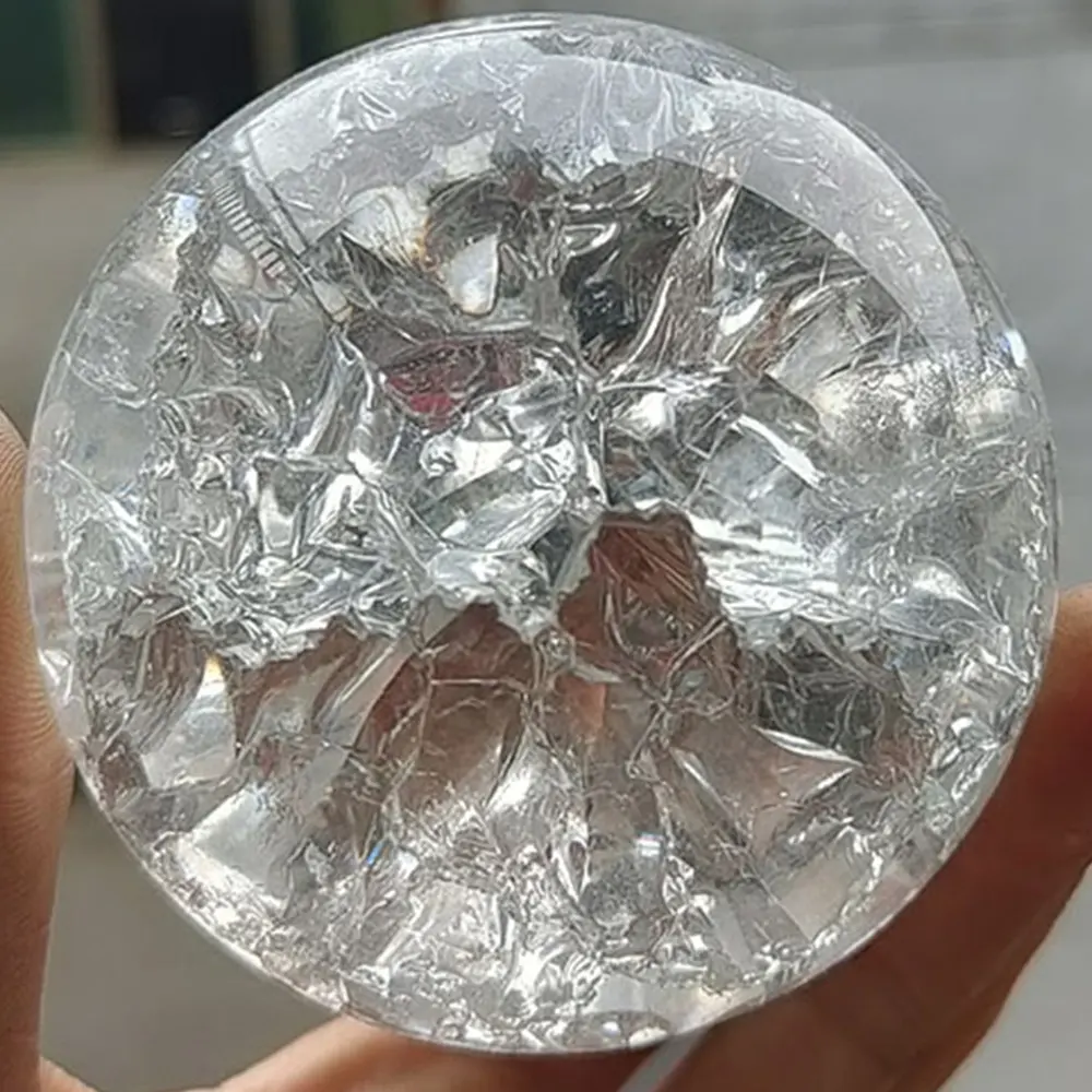 Toptan ev dekor temizle 40 50 60 80mm el sanatları cam sihirli küre kristal çatlak topları