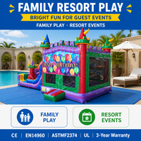 Château gonflable avec toboggan latéral, thème ballons d'anniversaire, location pour fêtes d'enfants, château gonflable commercial