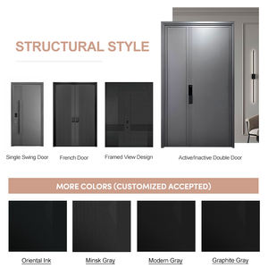 Puerta <span class=keywords><strong>de</strong></span> Seguridad Principal <span class=keywords><strong>de</strong></span> Estilo Americano Moderno OUNA, Puerta Exterior <span class=keywords><strong>de</strong></span> Aluminio Metálico para Entrada Principal <span class=keywords><strong>de</strong></span> Casa o Villa - Product Image 2