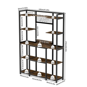 Estante de almacenamiento de cocina Unho: estante de cocina de 5 niveles, soporte para <span class=keywords><strong>microondas</strong></span>, estantes de estación de trabajo industriales, con marco de metal - Product Image 6