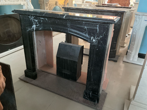 Cheminée en marbre personnalisée, moderne, sculptée à la main, luxueuse, en marbre noir/Nero Marquina, avec manteau de cheminée en marbre - Product Image 5
