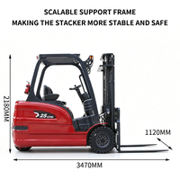 Chariot élévateur électrique au lithium Pulun CPD25 2t 3t 4x4 avec déplaceur latéral électrique, pneus pneumatiques, hauteur personnalisable, tout-terrain, robuste