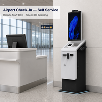 Kiosco de Pago de Autoservicio para Aeropuertos con Pantalla Táctil, Impresora de Etiquetas de Equipaje, Escáner de Pasaportes, Lector de Códigos QR y SDK