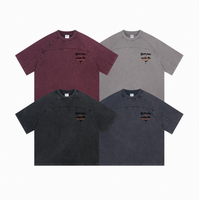 Camiseta de Manga Corta YKH de 285 g/m², 100 % Algodón, Talla Grande, Verano, Logotipo Personalizado, Venta al por Mayor, Lavado Ácido