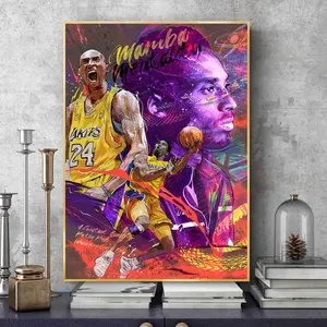 涂鸦艺术篮球运动员明星油画现代海报版画男孩卧室壁画家居装饰艺术图片