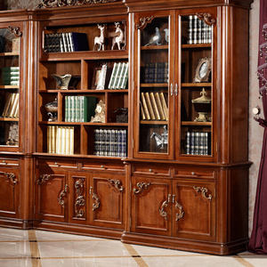 Bibliothèque vintage européenne avec porte en bois massif de style américain, grande capacité, multi-niveaux pour usage de bureau - Product Image 3