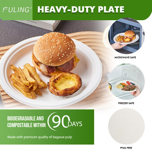 Fuling 9 Inch Wegwerp Composteerbare Papieren Borden Biologisch Afbreekbare Suikerriet Bagasse Natuurlijke Ongebleekte 9 "Diner Papieren Bord - Product Image 3