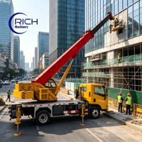 RICHYD-10T, grue hydraulique sur camion Foton de 10 tonnes, certifiée CE, directement de l'usine, hauteur de levage maximale de 28 m, 360° °   Rotation planétaire complète