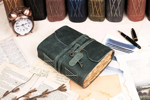 สมุดบันทึกปกหนังทำมือพร้อมกุญแจล็อค สมุดจดบันทึกสไตล์วินเทจ ของขวัญไดอารี่สไตล์เรสติก สมุดบันทึกการเดินทางแบบแฮนด์เมด - Product Image 4