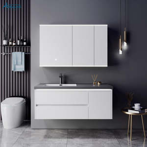 Set furnitur mandi kecil tahan air, kabinet kamar mandi kayu + kayu lapis persegi Modern Solid Vanity 32 inci - Product Image 4